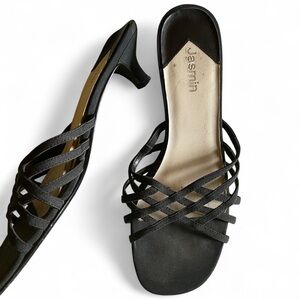 Y2K vintage Jasmine Black Strappy Kitten Heel Sandals